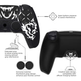 PlayVital Design for PS5 Controller Skin Cover Fit with Charging Station - Anti-Slip Silicone Controller Grip Case for PS5 with 6 Thumb Grip & Sticker, Pure Series Dockable Model - Carving Fire Skull - EKPFL009