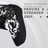 PlayVital Design for PS5 Controller Skin Cover Fit with Charging Station - Anti-Slip Silicone Controller Grip Case for PS5 with 6 Thumb Grip & Sticker, Pure Series Dockable Model - Carving Fire Skull - EKPFL009