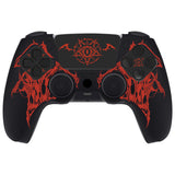 PlayVital Design for PS5 Controller Skin Cover Fit with Charging Station - Anti-Slip Silicone Controller Grip Case for PS5 with 6 Thumb Grip & Sticker, Pure Series Dockable Model - Wings Sigil Red - EKPFL008