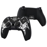 PlayVital Design for PS5 Controller Skin Cover Fit with Charging Station - Anti-Slip Silicone Controller Grip Case for PS5 with 6 Thumb Grip & Sticker, Pure Series Dockable Model - Wings Sigil White - EKPFL007