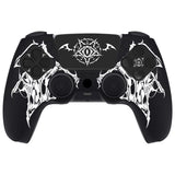 PlayVital Design for PS5 Controller Skin Cover Fit with Charging Station - Anti-Slip Silicone Controller Grip Case for PS5 with 6 Thumb Grip & Sticker, Pure Series Dockable Model - Wings Sigil White - EKPFL007