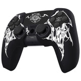 PlayVital Design for PS5 Controller Skin Cover Fit with Charging Station - Anti-Slip Silicone Controller Grip Case for PS5 with 6 Thumb Grip & Sticker, Pure Series Dockable Model - Wings Sigil White - EKPFL007