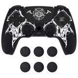 PlayVital Design for PS5 Controller Skin Cover Fit with Charging Station - Anti-Slip Silicone Controller Grip Case for PS5 with 6 Thumb Grip & Sticker, Pure Series Dockable Model - Wings Sigil White - EKPFL007