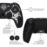 PlayVital Design for PS5 Controller Skin Cover Fit with Charging Station - Anti-Slip Silicone Controller Grip Case for PS5 with 6 Thumb Grip & Sticker, Pure Series Dockable Model - Wings Sigil White - EKPFL007