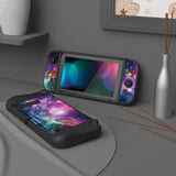 PlayVital Purple Galaxy Protective Case for NS Switch, Soft TPU Slim Case Cover for NS Switch Joy-Con Console with Colorful ABXY Direction Button Caps - NTU6015G2