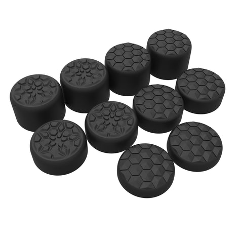 PlayVital QUANTUM Pro Ergonomic Thumbstick Grips for Nintendo Switch 2, Joystick Caps Thumb Grip for Joycon 2 - with 3 Height Convex and Concave - Diamond Grain & Crack Bomb Design - Black - WWYNTM031