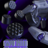 PlayVital QUANTUM Pro Ergonomic Thumbstick Grips for Nintendo Switch 2, Joystick Caps Thumb Grip for Joycon 2 - with 3 Height Convex and Concave - Diamond Grain & Crack Bomb Design - Black - WWYNTM031