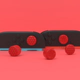 PlayVital QUANTUM Pro Ergonomic Thumbstick Grips for Nintendo Switch 2, Joystick Caps Thumb Grip for Joycon 2 - with 3 Height Convex and Concave - Diamond Grain & Crack Bomb Design - Passion Red - WWYNTM033