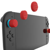 PlayVital QUANTUM Pro Ergonomic Thumbstick Grips for Nintendo Switch 2, Joystick Caps Thumb Grip for Joycon 2 - with 3 Height Convex and Concave - Diamond Grain & Crack Bomb Design - Passion Red - WWYNTM033