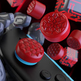 PlayVital QUANTUM Pro Ergonomic Thumbstick Grips for Nintendo Switch 2, Joystick Caps Thumb Grip for Joycon 2 - with 3 Height Convex and Concave - Diamond Grain & Crack Bomb Design - Passion Red - WWYNTM033