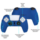 PlayVital Blue Raging Warrior Edition Controller Protective Case Cover for PS5, Anti-slip Rubber Protector for PS5 Wireless Controller, Soft Silicone Skin for PS5 Controller with Thumbstick Cap - KZPF003