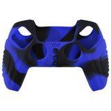 PlayVital Blue & Black Raging Warrior Edition Controller Protective Case Cover for PS5, Anti-slip Rubber Protector for PS5 Wireless Controller, Soft Silicone Skin for PS5 Controller with Thumbstick Cap - KZPF006