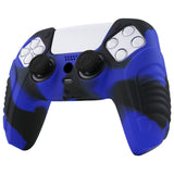 PlayVital Blue & Black Raging Warrior Edition Controller Protective Case Cover for PS5, Anti-slip Rubber Protector for PS5 Wireless Controller, Soft Silicone Skin for PS5 Controller with Thumbstick Cap - KZPF006