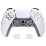 PlayVital Clear White Raging Warrior Edition Controller Protective Case Cover for PS5, Anti-slip Rubber Protector for PS5 Wireless Controller, Soft Silicone Skin for PS5 Controller with Thumbstick Cap - KZPF005