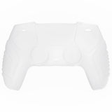 PlayVital Clear White Raging Warrior Edition Controller Protective Case Cover for PS5, Anti-slip Rubber Protector for PS5 Wireless Controller, Soft Silicone Skin for PS5 Controller with Thumbstick Cap - KZPF005