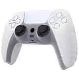 PlayVital Clear White Raging Warrior Edition Controller Protective Case Cover for PS5, Anti-slip Rubber Protector for PS5 Wireless Controller, Soft Silicone Skin for PS5 Controller with Thumbstick Cap - KZPF005