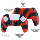 PlayVital Red & Black Raging Warrior Edition Controller Protective Case Cover for PS5, Anti-slip Rubber Protector for PS5 Wireless Controller, Soft Silicone Skin for PS5 Controller with Thumbstick Cap - KZPF004