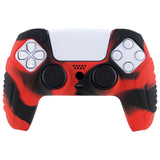 PlayVital Red & Black Raging Warrior Edition Controller Protective Case Cover for PS5, Anti-slip Rubber Protector for PS5 Wireless Controller, Soft Silicone Skin for PS5 Controller with Thumbstick Cap - KZPF004