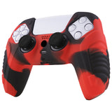 PlayVital Red & Black Raging Warrior Edition Controller Protective Case Cover for PS5, Anti-slip Rubber Protector for PS5 Wireless Controller, Soft Silicone Skin for PS5 Controller with Thumbstick Cap - KZPF004