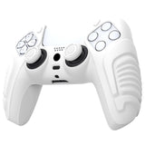 PlayVital White Raging Warrior Edition Controller Protective Case Cover for PS5, Anti-slip Rubber Protector for PS5 Wireless Controller, Soft Silicone Skin for PS5 Controller with Thumbstick Cap - KZPF002