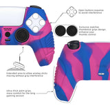 PlayVital Raging Warrior Edition Pink & Purple & Blue Controller Protective Case Cover for PS5, Anti-slip Rubber Protector for PS5 Wireless Controller, Soft Silicone Skin for PS5 Controller with Thumbstick Cap - KZPF007