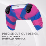 PlayVital Raging Warrior Edition Pink & Purple & Blue Controller Protective Case Cover for PS5, Anti-slip Rubber Protector for PS5 Wireless Controller, Soft Silicone Skin for PS5 Controller with Thumbstick Cap - KZPF007