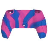 PlayVital Raging Warrior Edition Pink & Purple & Blue Controller Protective Case Cover for PS5, Anti-slip Rubber Protector for PS5 Wireless Controller, Soft Silicone Skin for PS5 Controller with Thumbstick Cap - KZPF007