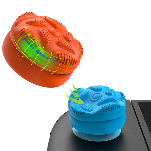 PlayVital for Switch 2 Thumbs Cushion Caps Thumb Grips (4-Pack), Silicone Joystick Grip Cover for Nintendo Switch 2 Joycon, Anti-Slip Raindrop Texture Design - Blue & Orange - WWYNTM055