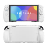 PlayVital Ranger Dockable Silicone Grip Case with Hard Shell Cover for Nintendo Switch 2 - Protective Full-Body Cover with Extra Adjustable Stand & Thumb Grips  - White - YZCNTM002