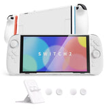 PlayVital Ranger Dockable Silicone Grip Case with Hard Shell Cover for Nintendo Switch 2 - Protective Full-Body Cover with Extra Adjustable Stand & Thumb Grips  - White - YZCNTM002