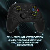 PlayVital Silicone Controller Cover for Xbox Series X/S with Thumbstick Cap & Sticker- Runes Edition Anti-Slip Grip Skin, Shockproof Protector for Xbox Core Wireless Controller - Black - HUAX3P001