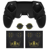 PlayVital Runes Edition Silicone Cover Skin for PS5 Controller with Thumb Grips & Touchpad Skin & D-pad Area Sticker, Compatible with PS5 Charging Dock - Black - FVEPFP001