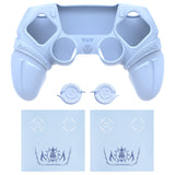 PlayVital Runes Edition Silicone Cover Skin for PS5 Controller with Thumb Grips & Touchpad Skin & D-pad Area Sticker, Compatible with PS5 Charging Dock - Blue - FVEPFP004