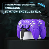 PlayVital Runes Edition Silicone Cover Skin for PS5 Controller with Thumb Grips & Touchpad Skin & D-pad Area Sticker, Compatible with PS5 Charging Dock - Purple - FVEPFP003