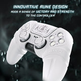 PlayVital Runes Edition Silicone Cover Skin for PS5 Controller with Thumb Grips & Touchpad Skin & D-pad Area Sticker, Compatible with PS5 Charging Dock - White - FVEPFP002