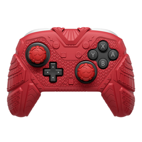 PlayVital for Nintendo Switch 2 Pro Controller Skin Cover – Samurai Armor Edition Silicone Case for Switch 2 Pro Controller with Back Button Caps & Thumb Grip & Sticker, Shockproof  - Red - JHSPTP003