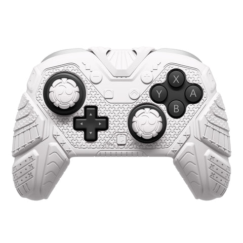PlayVital for Nintendo Switch 2 Pro Controller Skin Cover – Samurai Armor Edition Silicone Case for Switch 2 Pro Controller with Back Button Caps & Thumb Grip & Sticker, Shockproof  - White - JHSPTP002