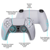 PlayVital Samurai Edition Clear White Anti-Slip Controller Silicone Skin for PS5 Controller, Ergonomic Soft Rubber Protective Case for PS 5 Controller with Clear White Thumb Stick Caps - BWPF013