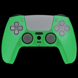 PlayVital Samurai Edition Glow in Dark - Green Anti-Slip Controller Silicone Skin for PS5 Controller, Ergonomic Soft Rubber Protective Case for PS 5 Controller with Clear White Thumb Stick Caps - BWPF014