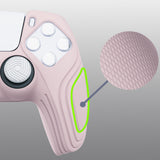 PlayVital Samurai Edition Pink Anti-slip Controller Grip Silicone Skin, Ergonomic Soft Rubber Protective Case Cover for PlayStation 5 PS5 Controller with White Thumb Stick Caps - BWPF005