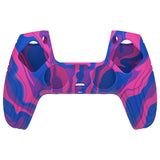 PlayVital Samurai Edition Pink & Purple & Blue Anti-slip Controller Grip Silicone Skin, Ergonomic Soft Rubber Protective Case Cover for PlayStation 5 PS5 Controller with Black Thumb Stick Caps - BWPF015