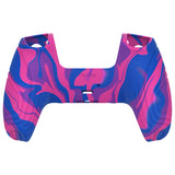 PlayVital Samurai Edition Pink & Purple & Blue Anti-slip Controller Grip Silicone Skin, Ergonomic Soft Rubber Protective Case Cover for PlayStation 5 PS5 Controller with Black Thumb Stick Caps - BWPF015