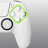 PlayVital Samurai Edition White Anti-slip Controller Grip Silicone Skin, Ergonomic Soft Rubber Protective Case Cover for PlayStation 5 PS5 Controller with White Thumb Stick Caps - BWPF002