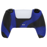 PlayVital Samurai Edition Blue & Black Anti-slip Controller Grip Silicone Skin, Ergonomic Soft Rubber Protective Case Cover for PlayStation 5 PS5 Controller with Black Thumb Stick Caps - BWPF017