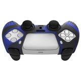 PlayVital Samurai Edition Blue & Black Anti-slip Controller Grip Silicone Skin, Ergonomic Soft Rubber Protective Case Cover for PlayStation 5 PS5 Controller with Black Thumb Stick Caps - BWPF017