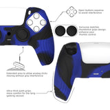 PlayVital Samurai Edition Blue & Black Anti-slip Controller Grip Silicone Skin, Ergonomic Soft Rubber Protective Case Cover for PlayStation 5 PS5 Controller with Black Thumb Stick Caps - BWPF017