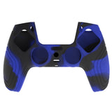 PlayVital Samurai Edition Blue & Black Anti-slip Controller Grip Silicone Skin, Ergonomic Soft Rubber Protective Case Cover for PlayStation 5 PS5 Controller with Black Thumb Stick Caps - BWPF017