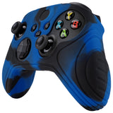 PlayVital Samurai Edition Black & Blue Anti-slip Controller Grip Silicone Skin, Ergonomic Soft Rubber Protective Case Cover for Xbox Series S/X Controller with Black Thumb Stick Caps - WAX3022