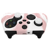 PlayVital Samurai Edition Pink & White Anti-slip Controller Grip Silicone Skin, Ergonomic Soft Rubber Protective Case Cover for Xbox Series S/X Controller with Black Thumb Stick Caps - WAX3026