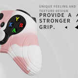 PlayVital Samurai Edition Pink & White Anti-slip Controller Grip Silicone Skin, Ergonomic Soft Rubber Protective Case Cover for Xbox Series S/X Controller with Black Thumb Stick Caps - WAX3026